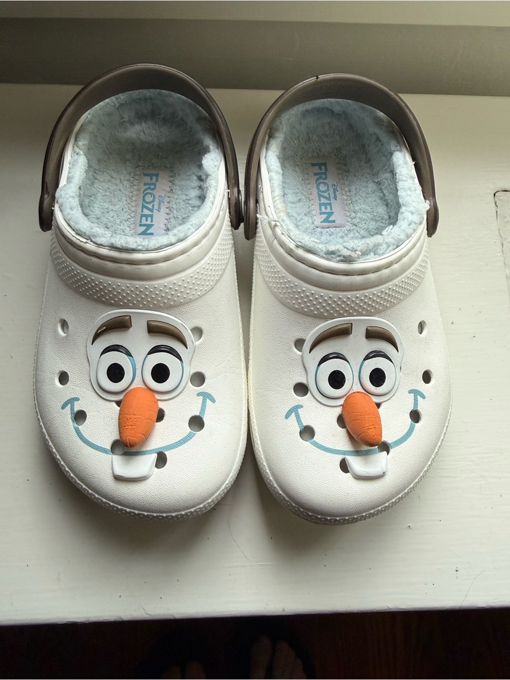 CROCS Kids Olaf White Croc Sandals with Orange Nose